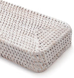Rattan Bathroom Vanity Trays Toilet Tank Baskets Long Narrow Hand Towel Storage Basket for Storage, Decorative (Whitewash 10.2 x 4.9 x 1.6 inch)