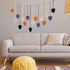EOBTAIN Macrame Leaf Wall Hanging Large,Boho Purple Orange and Black Leaves Woven Tapestry Halloween Home Decor,Handmade Yarn Tassels Textile Feather Wall Art Decor for Living Room Bedroom