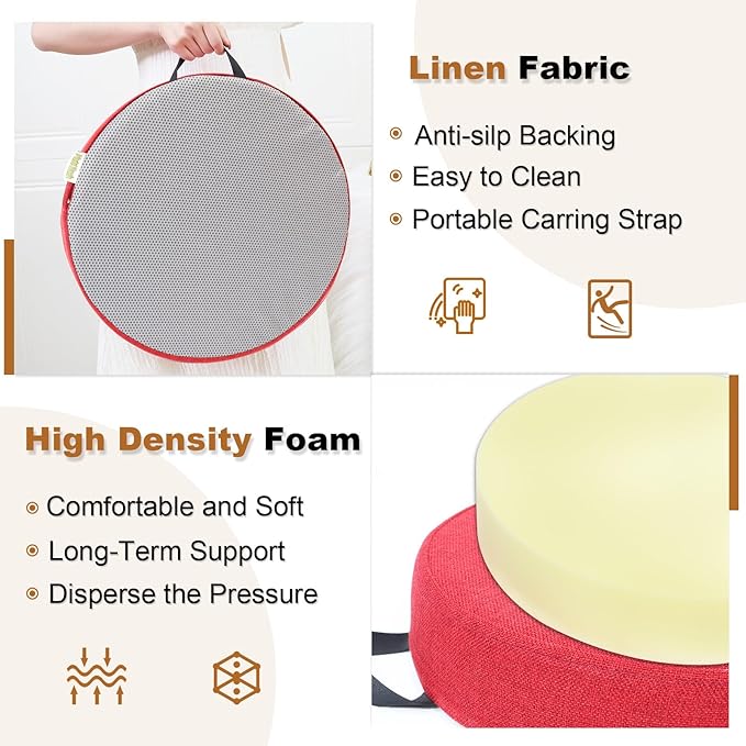 6 Pcs Flexible Floor Cushion, Floor Cushions Easy to Clean and Carry,16''x16''x2'' Soft Cushion for Learning Sitting Daycare Chair Yoga and Meditation (Linen)