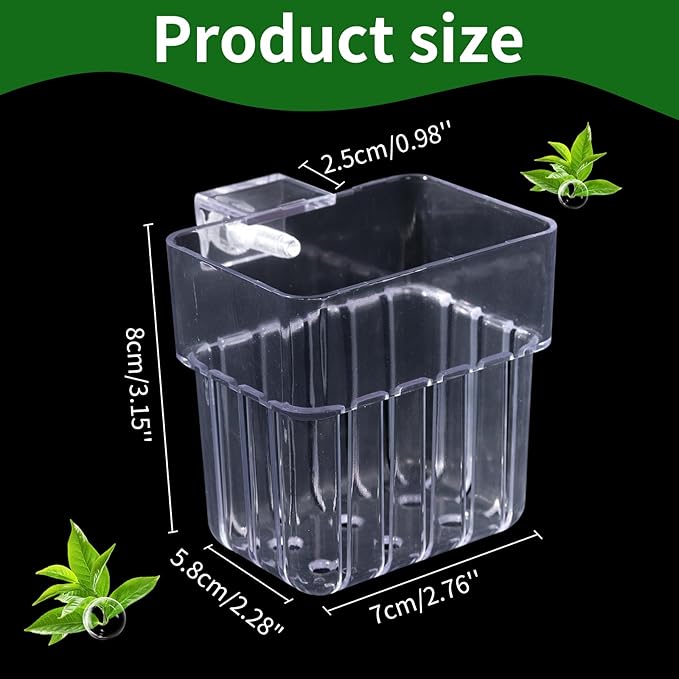 Aquarium Plant Holder,2Pack Transparent Hanging Pot for Fish Tank Aquatic Plant Cultivation and Aquascape Decorations Planter Cups with Hook and Screws