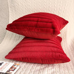 2 Pack 22x22 Pillow Cover Velvet Pillow Covers, Faux Fur Square Throw Pillow Covers for Living Room Decorations Throw Pillow Case, Throw Pillow Cover Cushion Cover for Home Sofa Bedroom Car, Red