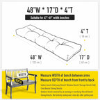 SUNROX LokGrip Non Slip Tufted Memory Foam Bench Cushion, FadeShield Water Resistant Durable Thicken Outdoor/Indoor Bench Seat Pads 48x16x4 inch, Heather Indigo