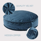 Velvet Floor Pillows Round Chair Cushion Couch Throw Pillow Soft Pouf Seat Mattress Bean Bag for Reading Nook Play Room (25.6", Teal)