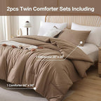 ROSGONIA Twin/Twin XL Comforter for College Girls Boys Dark Khaki, 1 Comforter & 1 Pillowcase, Lightweight Twin Bedding Sets Soft Kids Dorm Comforter