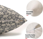 Grey Gray Pillow Covers 12x20 Set of 2 Vintage Floral Rustic Old Style Cute Flower Print Rectangle Decorative Outdoor Pillowcases Seasonal Farmhouse Throw Cushion Case Couch Sofa Bed Decor