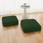 Floor Pillow for Adults Set of 2, 8" Square Floor Cushions with Washable Cover, Large Corduroy Meditation Pillow, 22 inches Tatami Seat with Handle for Living Room or Yoga, Green