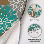 Brown Teal Pillow Covers 24X24 Inch Set of 2, Dahlia Flower Spring Summer Floral Cream Decorative Throw Pillow Covers Outdoor Modern Farmhouse Cushion Case for Home Couch Sofa Bed Decor