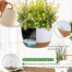 Set of 2 Hanging Planters for Indoor Outdoor Plants, 10 Inch Self-Watering Hanging Flower Pots with Drainage Hole & Removable Water-Storage Tray (Hooks)