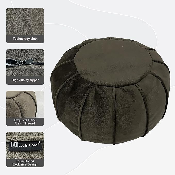 Louis Donné Unstuffed Flannel Fabric Ottoman Pouf Cover Footstool Pouffe Cover Replacement Outdoor Upholstered Foot Rest Storage Solution for Kids Pet Christmas Living Room Home Decor ONLY Cover