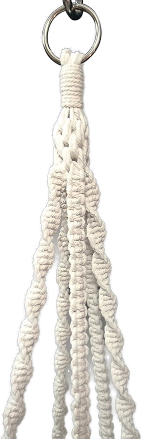 Plant Hanger Macrame Cotton 6 Legs 51 Inches in Tan and Green Color for Indoor Outdoor, Living Room, Kitchen, Deck, Patio, High and Low Ceiling with Size of 10-12 inches Without The Pot (Cream)