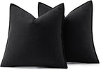 MIULEE Decorative Linen Pillow Covers 20x20 Inch Black Boho Farmhouse Neutral Couch Throw Pillows for Halloween Bed Pack of 2 Accent Modern Pillowcase Sofa Livingroom Home Decor