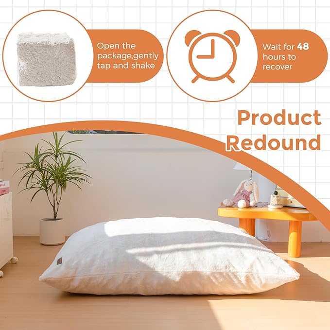 MAXYOYO 3 in 1 Kids Bean Bag Chair Bed, Child Floor Sofa for Gaming, Reading, Faux Fur Floor Mattress with High-Density Foam Filling for Living Room Bedroom