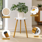 Tall Plant Stand Indoor, Mid Century Wood White Flower Stand for Corner, Metal Plant Holder, Modern Home Decor Small Round Side End Table (11.8"x20")