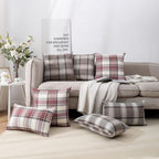 CARRIE HOME Red Plaid Throw Pillow Covers 16x16 Set of 2 Christmas Farmhouse Decorative Throw Pillows 16 x 16 for Spring Fall and Winter Holiday Home Decor