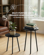 Plant Stand Indoor Tall: Corner Wood Plant Stand 2 Pack Mid Century Modern Decor - Small Round Plant Table for Indoor Plants - Outdoor Plant Holder for Patio Living Room Bathroom Office (Black)