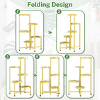 iDavosic.ly Plant Stand Indoor Outdoor, 5 Tier Corner Metal Flower Display Holder Shelf, Folding Tall Orchid Rack for Patio Balcony Porch Garden Living Room House, Gold