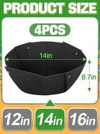 4pcs 14in Thick Felt Hanging Basket Liners - Heavy-Duty 400GSM Non-Woven Fabric Round Planter Liner for Garden Wall Flower Hanging Baskets, Replacement for Coco Fiber Liner