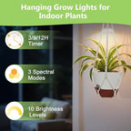 2 Pack Hanging Planters with Grow Light for Indoor Plants, 10” Self Watering Pots for Apartments & Low-Light Rooms, Macrame Hangers, Timer, Drainage Holes & Removable Tray