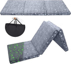 MeMoreCool Glow Dinosaur Foldable Floor Mattress for Kids, Trifold Nap Mat for Toddlers, Portable Daycare Sleeping Futon or Floor Bed, 75x25 Inch
