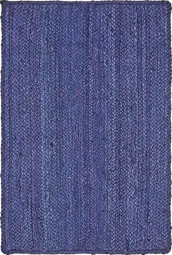 Unique Loom Braided Jute Collection Area Rug - Dhaka (2' x 3' 1" Rectangle, Navy Blue)