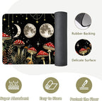 Mushrooms Rugs for Kitchen Floor,Moon Anti Fatigue Mats for Kitchen Floor Non Slip, 2PCS Rubber Kitchen Mat, Washable Cushioned Runner Carpet Rug for Sink Laundry 15.7"×27.5" +15.7"×47" 3.5mm Black