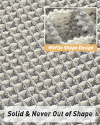 Upgraded Waffle Bath Mat, Super Absorbent Non Slip Bath Mats for Bathroom Floor, Machine Washable Bathroom Rugs with Tassels, Rubber Backed Bathroom Mats, Ultra Soft, 18" x 30",LightGrey & Cream