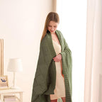 CozeCube Check Knit Throw Blanket, Olive Green Checkered Throw for Couch, Decorative Christmas Soft Cozy Warm Knitted Blanket for Bed Sofa Living Room, 60"X80"