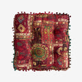 Square Bohemian Floor Pillow, Meditation Floor Seat Cushion, Large Soft Cotton Linen Pillows for Yoga Living Room Balcony Outdoor Tatami, 22x22 Inches (Redflower Square)