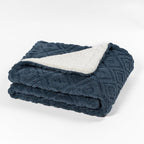 EverGrace Jacquard Boho Sherpa Fleece Throw Blanket for Couch, Super Soft Cozy Fuzzy Plush Blankets for All Seasons, Reversible Thick Warm Blanket for Bed, Sofa, Living Room, Stormy Blue, 50" x 60"