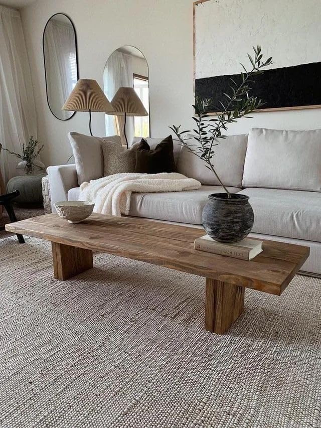S & L Homes Jute Cotton Hand Woven Natural Farmhouse Area Rug for Living Room - Rustic Vintage Bohemian Décor - (8' x 10' Natural)