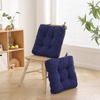 Tiita Chair Pads Cushions 18x18 Inch, Square Floor Pillows Pad for Patio Outdoor Furniture, Kitchen Dining Chairs with Ties Set of 2, Navy Blue