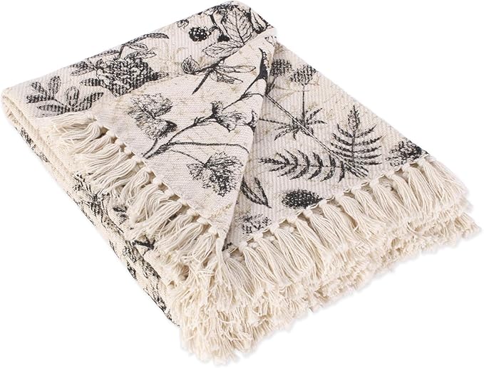 DII French Country Printed Woven Throw, 50x60, Botanical