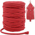 Tenn Well Braided Cotton Cord, 165 Feet 5mm Wide Cotton Macrame Rope for Plant Hangers Wall Hangings DIY Crafts (Red)