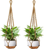 Macrame Plant Hanger - Fits 4 to 13 inches Pots for Indoor Outdoor, 35 Inch, Set of 2, Brown (POTS NOT Included)