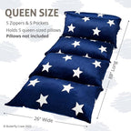 Butterfly Craze Floor Pillow Case, Mattress Bed Lounger Cover, Star Navy, Queen Size - Cozy Seating Solution for Kids & Adults, Recliner Cushion, Perfect for Reading, TV Time (Pillow Not Included)