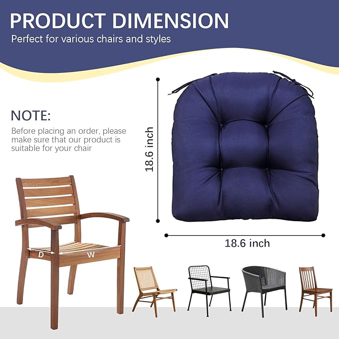 Gnostik Outdoor Chair Cushions 2 Pack, Orange Water-Repellent Thick Tufted Patio Seat Cushion Wicker Seat Cushions for Outdoor Indoor Garden Patio Furniture, 18.6"X18.6"