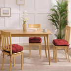 Chair Cushions for Dining Chairs, Dining Chair Cushions, Tufted Indoor Chair Pads with Ties & Non Slip Backing, Seat Cushions for Kitchen Chairs 16.5” x 16.5” x 3.5”, Set of 4, Red