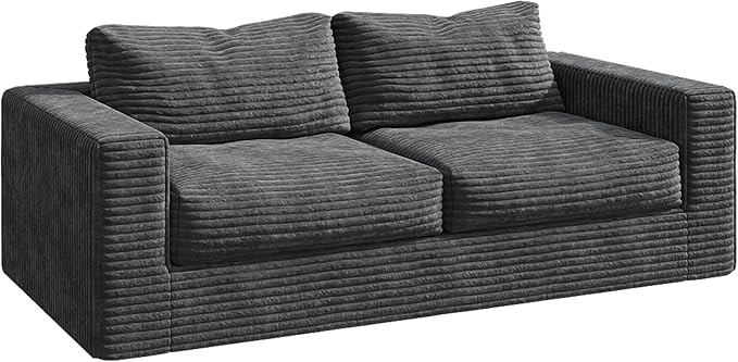 WLIVE 82'' Boneless Loveseat, Couches for Living Room, Bean Bag Couch for Adults, with Pillows, Giant Floor Couch, Plush Sofa, Grey, Loveseat