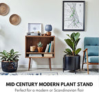 Fox & Fern Bamboo Plant Stand — 14.9 Inch Fixed Size Wooden Mid Century Planter Stand for Indoor Planters (Not Included); Extra Large Flower Pot Holder for Indoor Big Pots; Plug In Design; Dark Bamboo