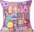 Eyes of India Decorative Patchwork Boho Throw Pillow Cover, Colorful Bohemian Cushion Case for Sofa Couch, Handmade Accent Bedroom Living Room (Purple, 20" x 20")