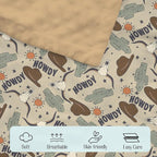 Mink Baby Boy Girl Blanket Western Howdy Cowboy Cowgirl, Boho Cactus Sun Cow Skull Hat Soft Double Layer Dotted Backing Receiving Swaddle, Newborn Infant Toddler Nursery Crib Bedding Shower Gift 30x40