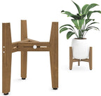 LUE BONA 2 Pack HDPS Plant Stand, Adjustable Plant Stand Indoor for 8-12 Inches Pots, Mid Century Modern Plant Holder for Indoor, Outdoor, Teak Finish