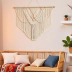 guzhiou large macrame wall hanging - Boho Tapestry Macrame Wall Decor Art- Chic Bohemian Handmade Woven Tapestry Home Decoration for Bedroom Living Room Apartment Wedding Party - 43"x32" (Beige-A)