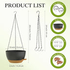 10 Inch Hanging Baskets 2 PC with Chains, Self-Watering Hanging Planters for Indoor Outdoor Plants, Plastic Hanging Flower Pots,Black Brown