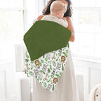 Jungle Safari Tropical Leaves Baby Blankets for Girl Boy Lion Elephant Hippo Zebra Giraffe Soft Mink Dotted Backing Double Layer Swaddle Blanket for Toddler Nursery African Animals Bed Blanket 30x40