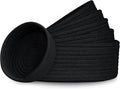 Small Shelf Storage Baskets for Organizing, 6 Pack Round Cotton Rope Bins, Decorative and Cute Woven Baskets for Bedroom and Closet, Key Tray Bowl, Home Decor Countertop Organizer (Black)