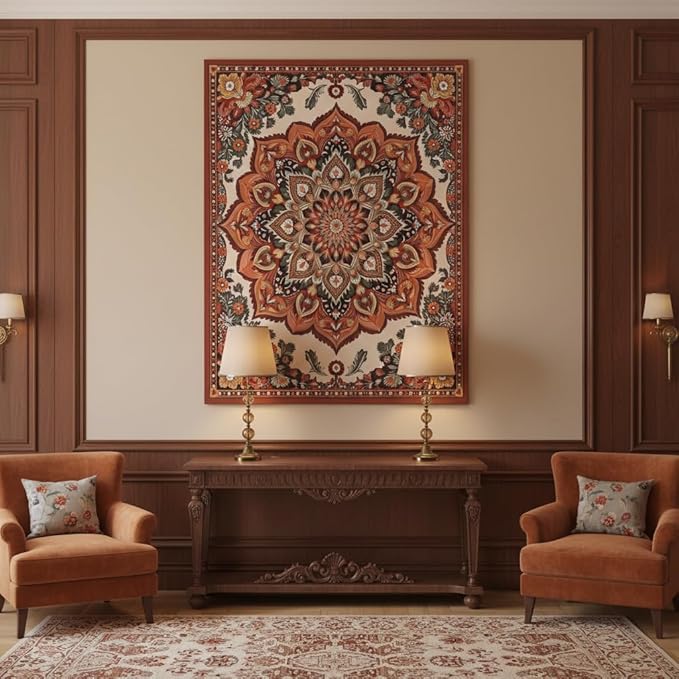 Accnicc Vintage Floral Mandala Tapestry Wall Hanging Boho Flower Tapestry Aesthetic Retro Bohemian Hippie Indian Cute Small Tapestries for Bedroom Living Room Dorm Decor 48 x 36 Inch