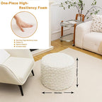 Ottoman Foot Rest Stuffed Round Boho Floor Poof Seating Armchair Ottoman Foot Stool Floor Cushion Bean Bag Pouf 18x18x14 Inch Cream White