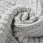 Amélie Home Chevron Chenille Knit Throw Blanket for Couch, Cozy Texture Decorative Soft Blanket for Sofa & Chair, 60"x80", Light Grey