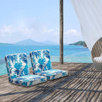 JMGBird Adjustable Floor Chair - 5-Position Gaming & Meditation Cushion with Back Support, Waterproof Blue Palm Leaves Design for Indoor/Outdoor Use
